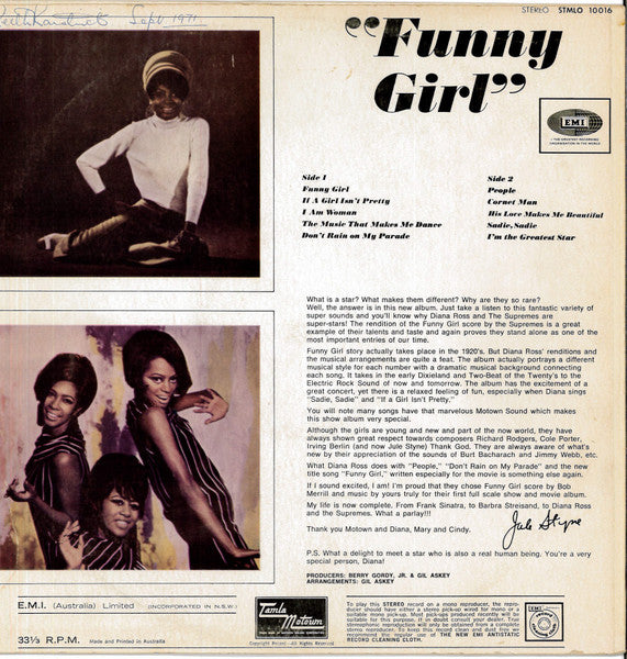 The Supremes : Sing And Perform "Funny Girl" (LP, Album)