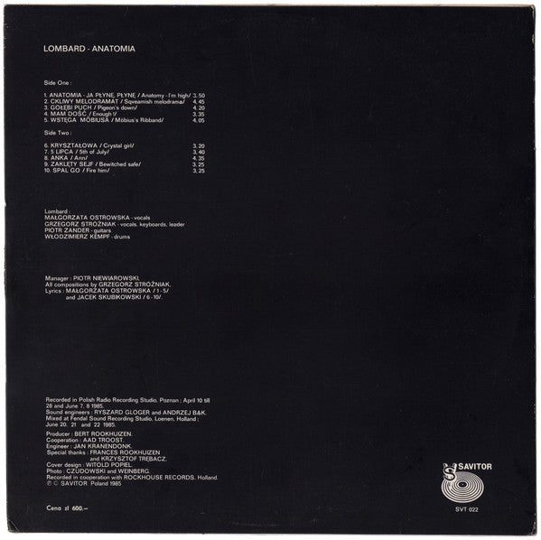 Lombard : Anatomia (LP, Album, Cre)