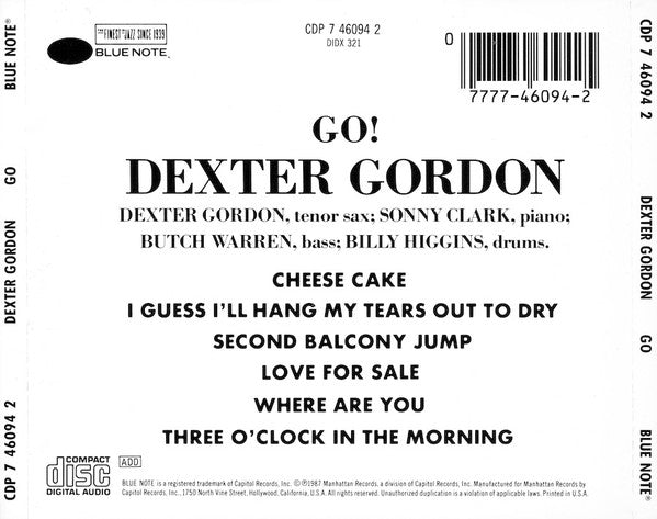 Dexter Gordon : Go! (CD, Album, RE, Tos)