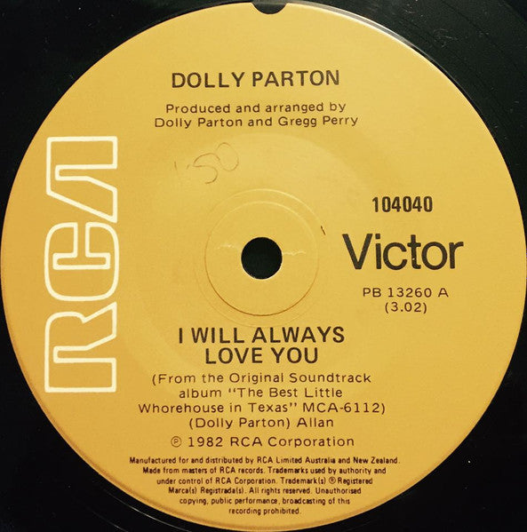 Dolly Parton : I Will Always Love You (7&quot;, Single)