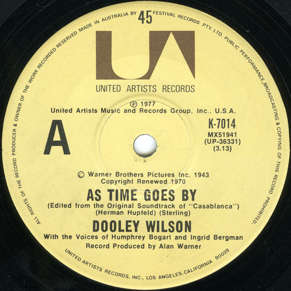 Dooley Wilson / Dick Powell (2) : As Time Goes By (7&quot;, Single)