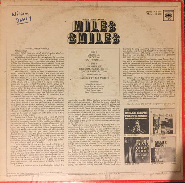 Miles Davis Quintet* : Miles Smiles (LP, Album, Mono, CTH)