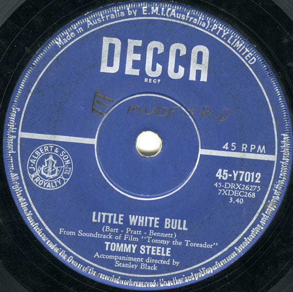 Tommy Steele : Little White Bull (7&quot;, Single)