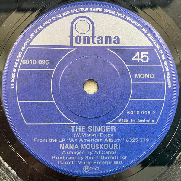Nana Mouskouri : Danny Come Home (A Town Near Montreal) (7", Single, Mono)