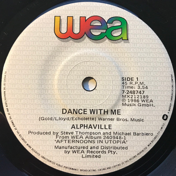 Alphaville : Dance With Me (7", Single)