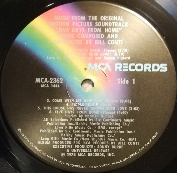 Bill Conti : Five Days From Home (Music From The Original Motion Picture Soundtrack) (LP, Album)