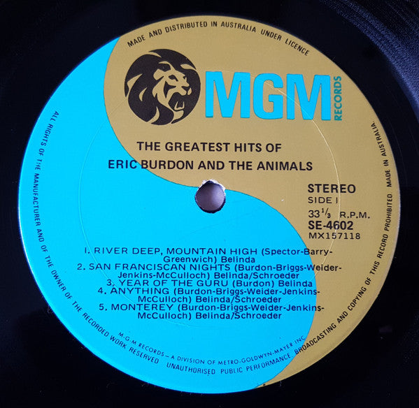 Eric Burdon & The Animals : The Greatest Hits Of Eric Burdon And The Animals (LP, Comp)