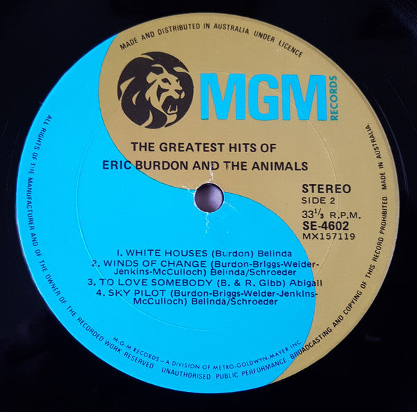 Eric Burdon & The Animals : The Greatest Hits Of Eric Burdon And The Animals (LP, Comp)