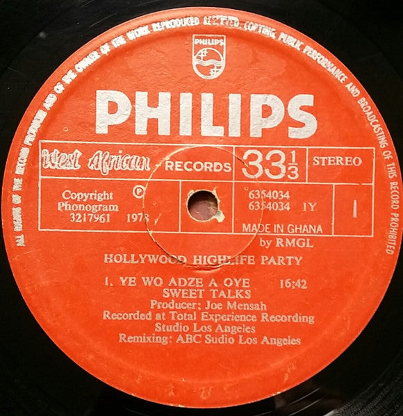 Super Sweet Talks : Hollywood Highlife Party (LP, Album, Red)