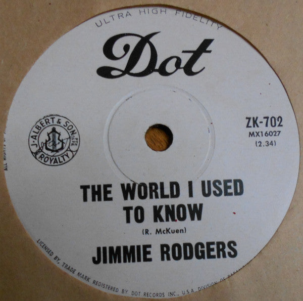 Jimmie Rodgers (2) : The World I Used To Know (7&quot;, Single)