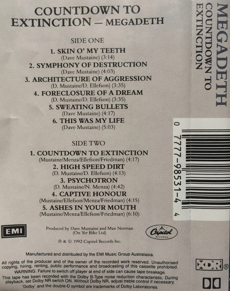 Megadeth : Countdown To Extinction (Cass, Album)