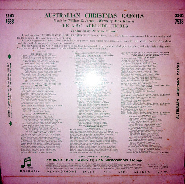 The A.B.C. Adelaide Chorus : Australian Christmas Carols (10", Album, Mono, Gre)