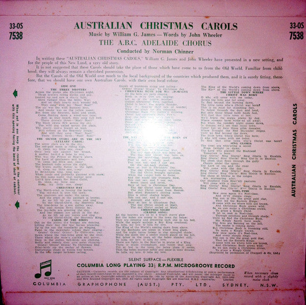 The A.B.C. Adelaide Chorus : Australian Christmas Carols (10", Album, Mono, Gre)