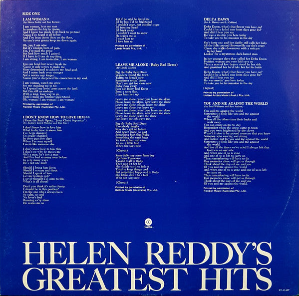 Helen Reddy : Helen Reddy's Greatest Hits (LP, Comp)