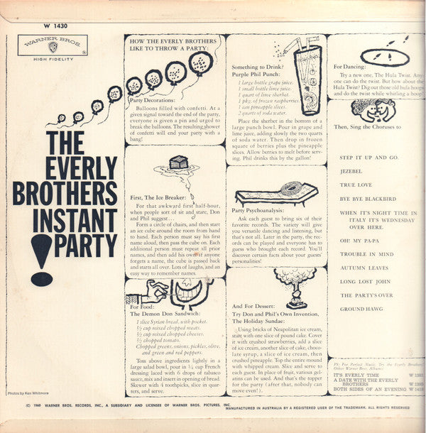 Everly Brothers : Instant Party (LP, Album, Mono)