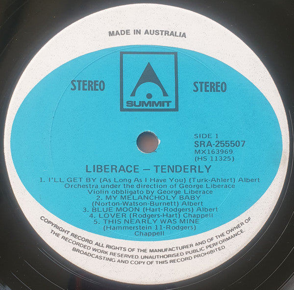 Liberace : Tenderly (LP, Album)
