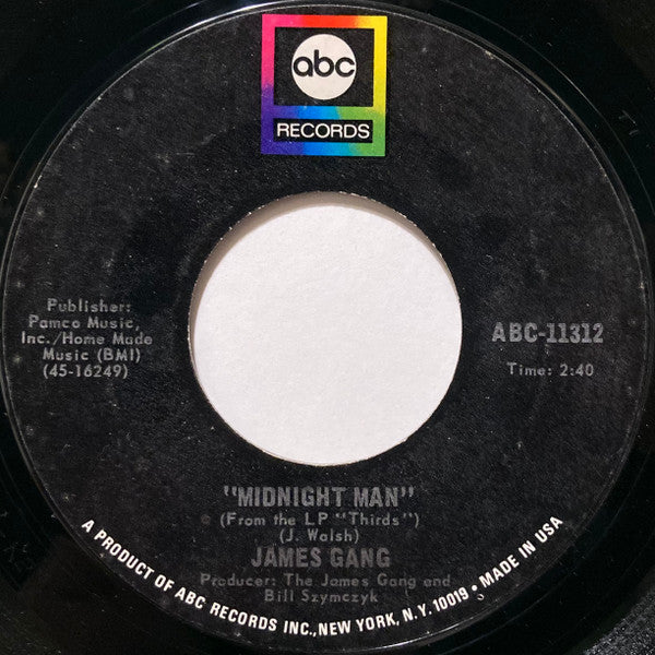 James Gang : Midnight Man / White Man - Black Man (7", Single, Ter)