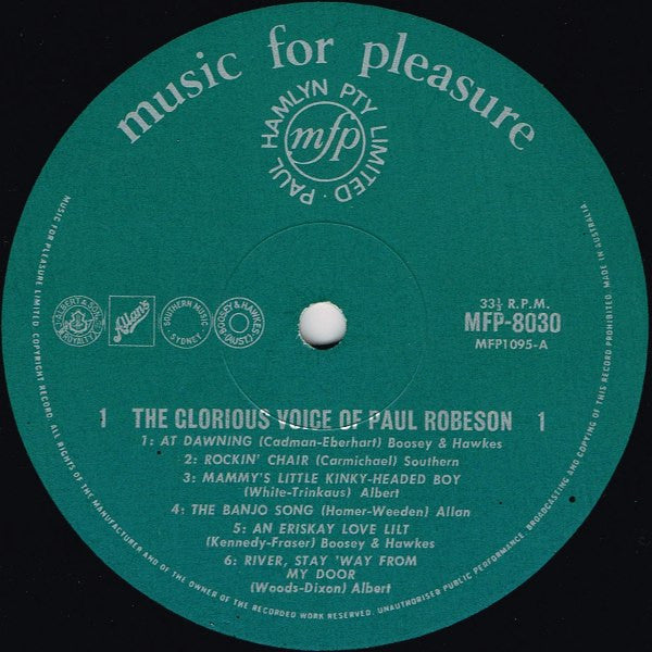 Paul Robeson : The Glorious Voice Of Paul Robeson (LP, Album, Mono)