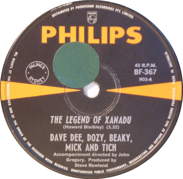 Dave Dee, Dozy, Beaky, Mick &amp; Tich : The Legend Of Xanadu (7&quot;, Single, RP, Ora)