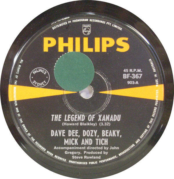 Dave Dee, Dozy, Beaky, Mick & Tich : The Legend Of Xanadu (7", Single, RP, Ora)