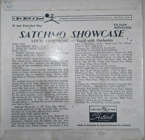 Louis Armstrong : Satchmo Showcase (7", Mono)