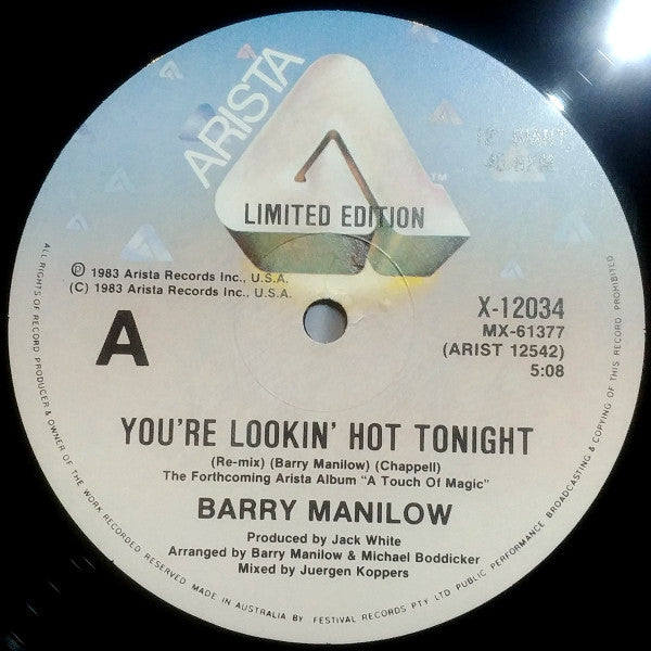 Barry Manilow : You're Lookin' Hot Tonight (12", Maxi)
