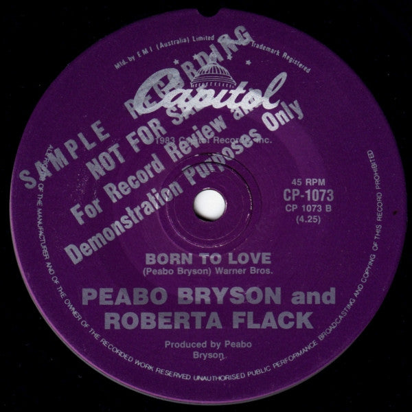 Peabo Bryson And Roberta Flack : Tonight I Celebrate My Love (7", Single, Promo)