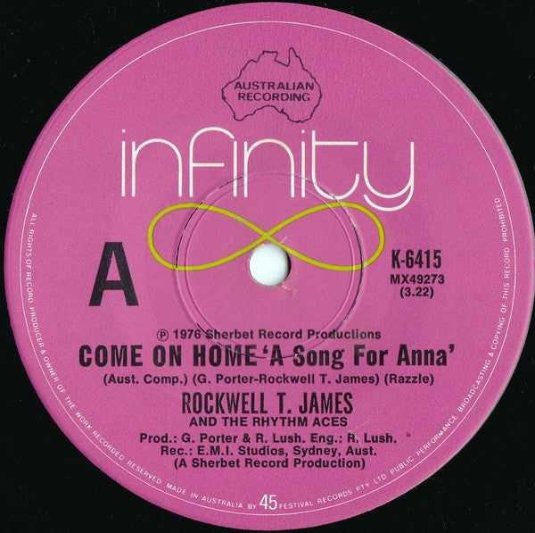 Rockwell T. James : Come on home 'A song for Anna' (7", Single)