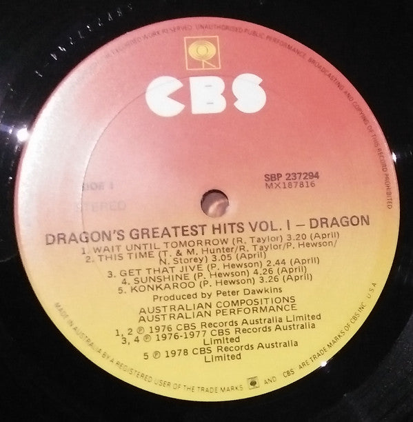 Dragon (5) : Dragon's Greatest Hits - Volume 1 (LP, Comp, RE, Gat)
