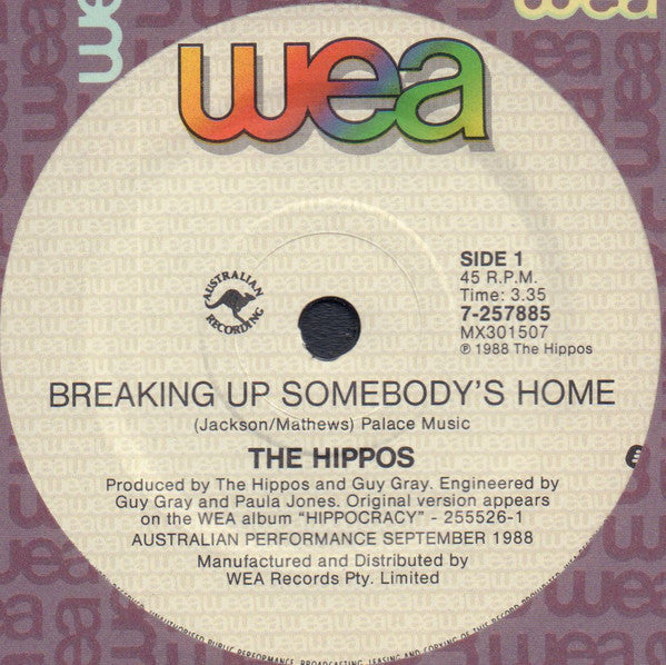 Hippos : Breaking Up Somebody&#39;s Home (7&quot;)