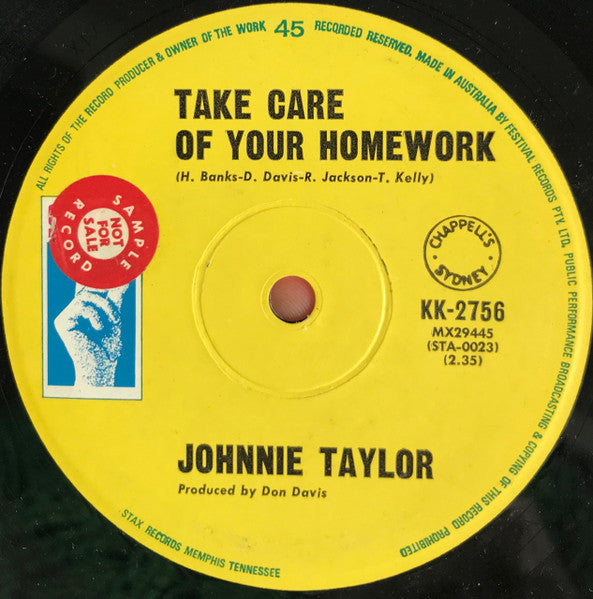 Johnnie Taylor : Take Care Of Your Homework / Hold On This Time (7", Single)