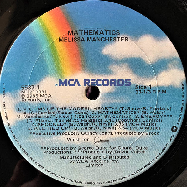 Melissa Manchester : Mathematics (LP, Album)