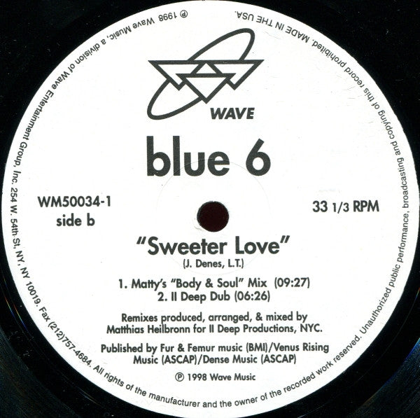 Blue Six : Sweeter Love (12")