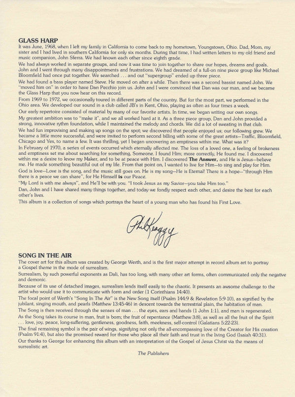 Phil Keaggy With Glass Harp : Song In The Air (LP, Comp)