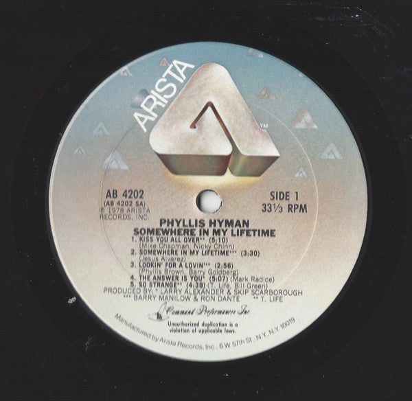 Phyllis Hyman : Somewhere In My Lifetime (LP, Album, Ter)