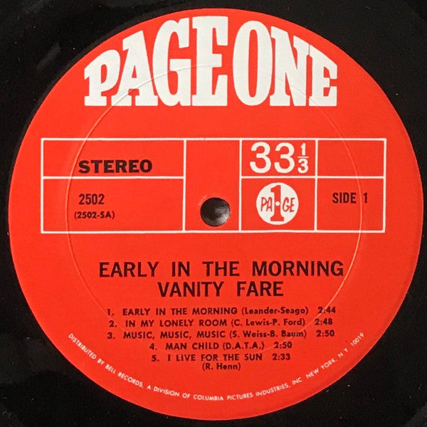 Vanity Fare : Early In The Morning (LP, Album, Mon)