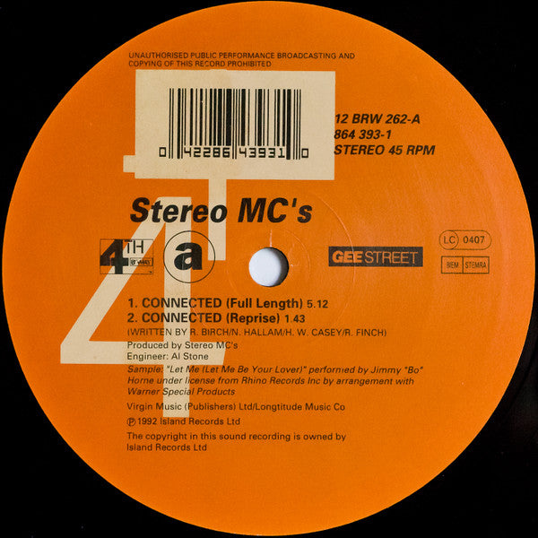 Stereo MC's : Connected (12", Single, DFI)