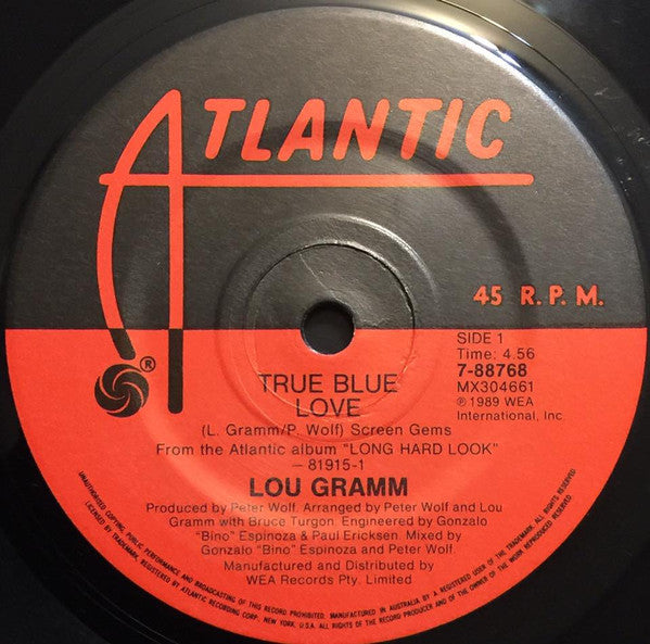 Lou Gramm : True Blue Love (7", Single)