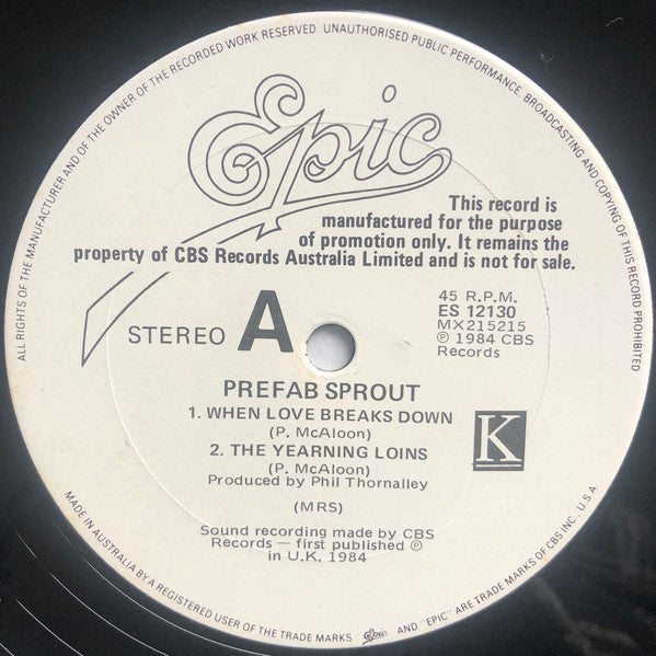 Prefab Sprout : When Love Breaks Down (12", Promo)