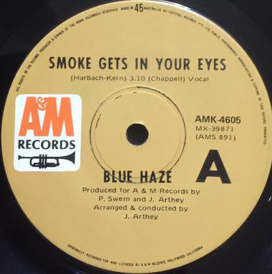 Blue Haze (2) : Smoke Gets In Your Eyes (7", Single)