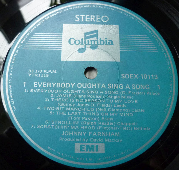 John Farnham : Everybody Oughta Sing A Song (LP, Album, RE)