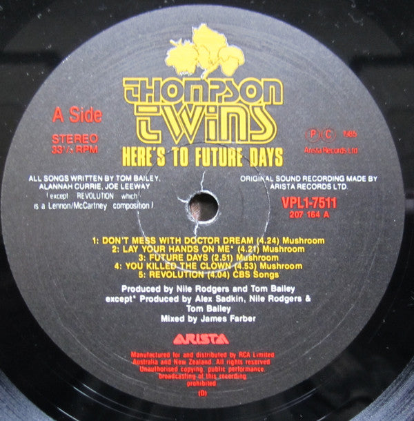 Thompson Twins : Here's To Future Days (LP, Album, Gat + 12")