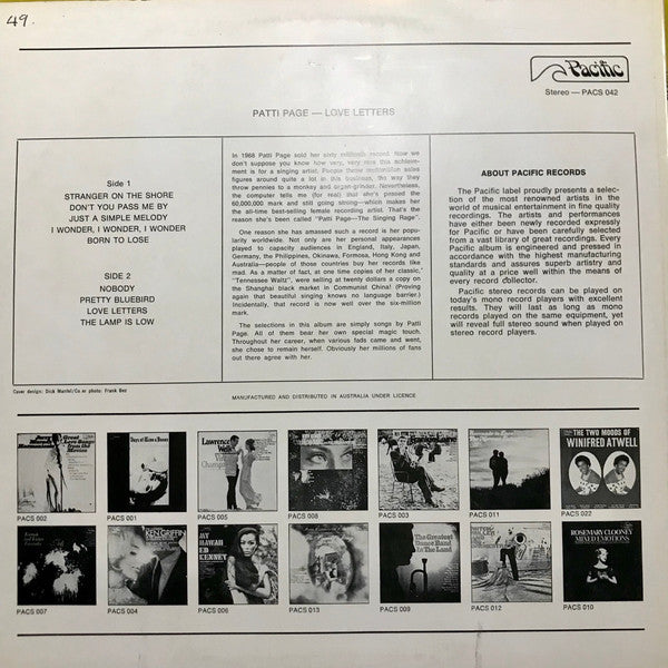 Patti Page : Love Letters (LP)
