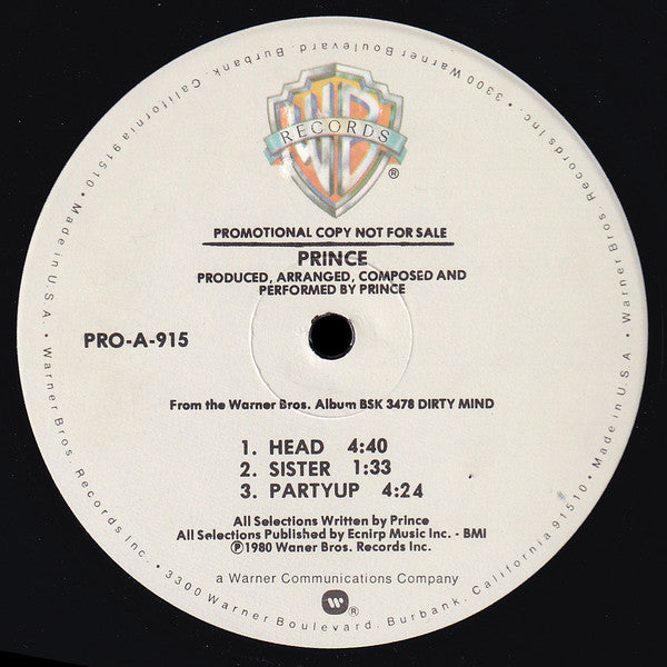 Prince : Head / Sister / Partyup (12", S/Sided, Promo)