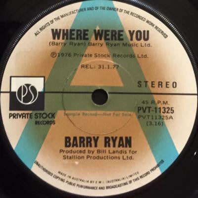 Barry Ryan : Where Were You (7&quot;, Single, Promo)