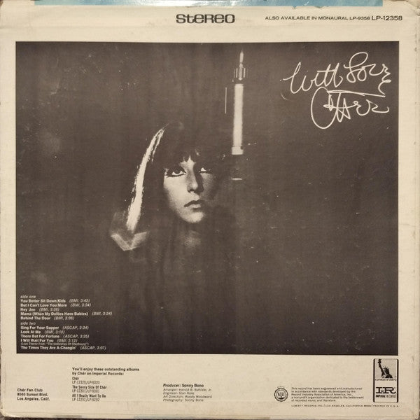 Cher : With Love (LP, Album, RP)