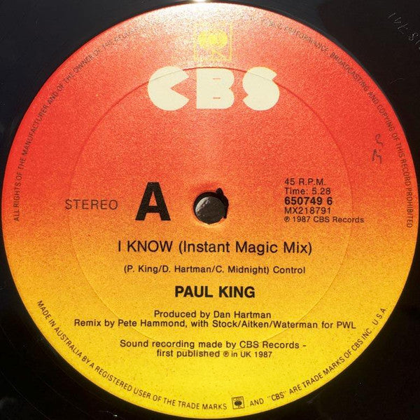 Paul King (2) : I Know (12", Single)