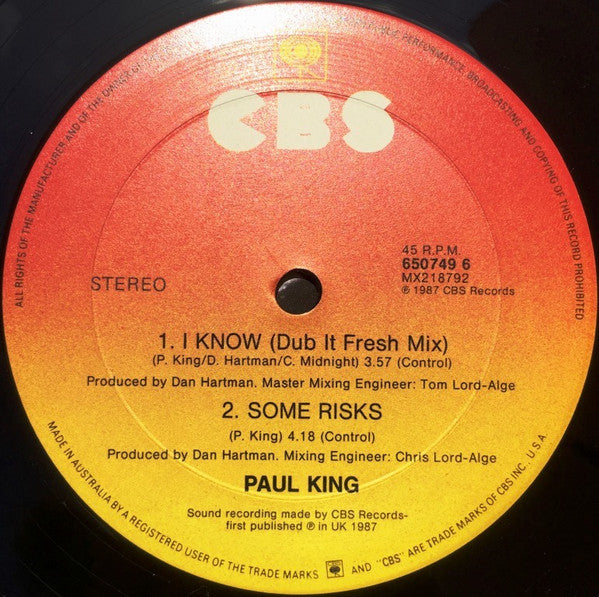 Paul King (2) : I Know (12", Single)