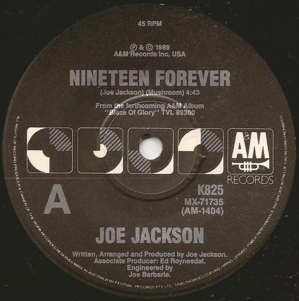 Joe Jackson : Nineteen Forever (7&quot;, Single)