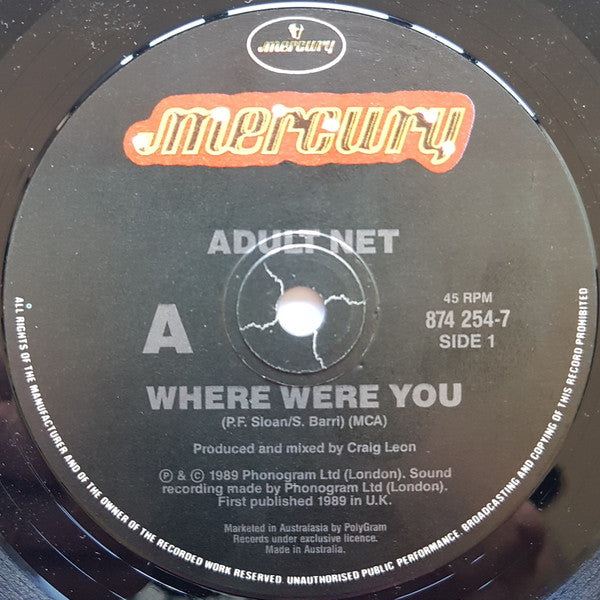 Adult Net : Where Were You (7", Single)